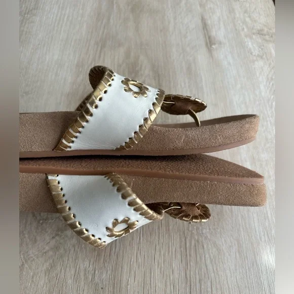 Jack Rogers Women's White and Tan comfort soft comfortable Sandals size 5 new - Picture 5 of 11